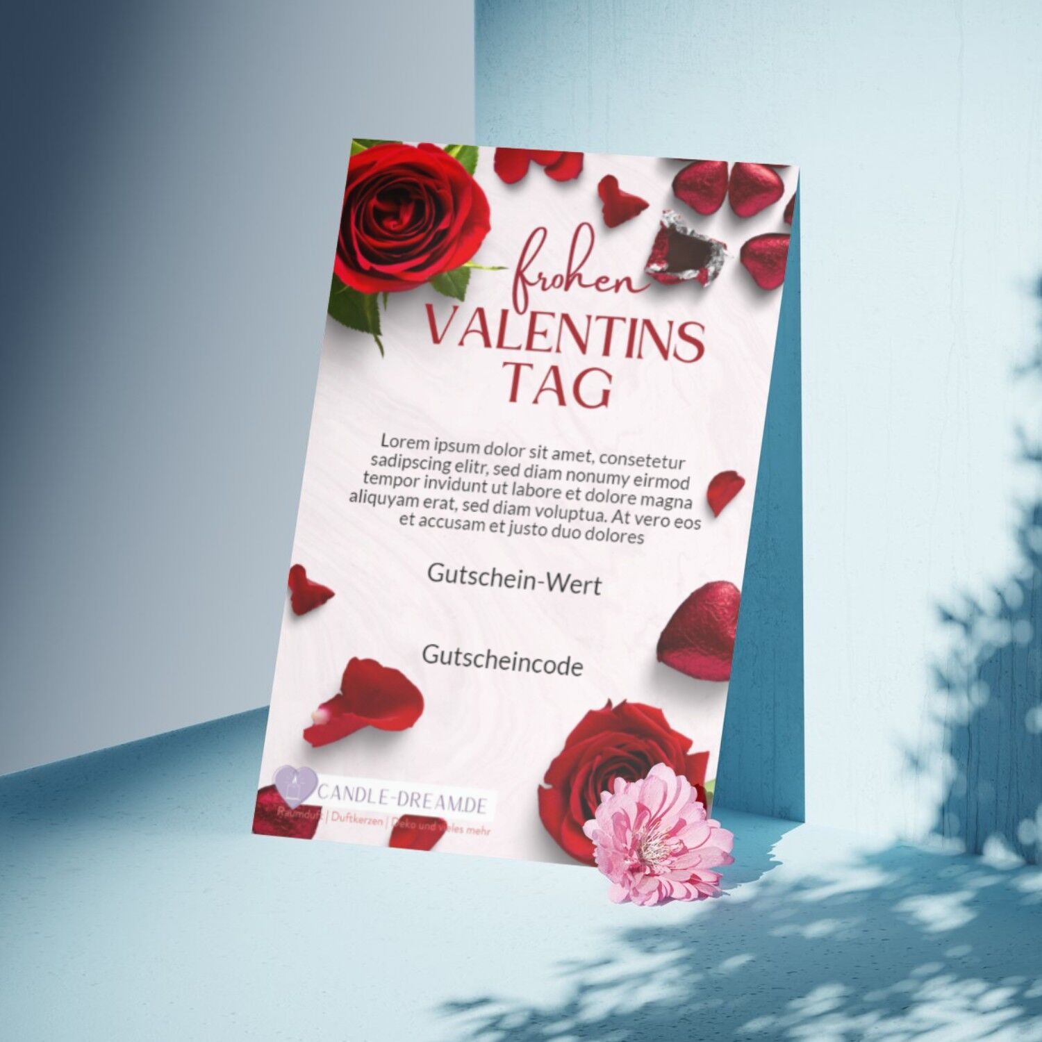 Geschenkgutschein Valentinstag Werbung, Plakat, Blume, Pflanze, Rose