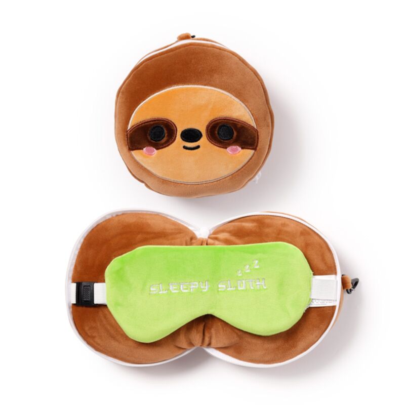 Relaxeazzz Faultier Plüsch Reisekissen & Schlafmaske