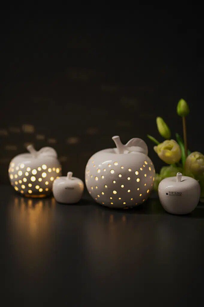 Dekoapfel Dolce 10cm LED cremeweiß