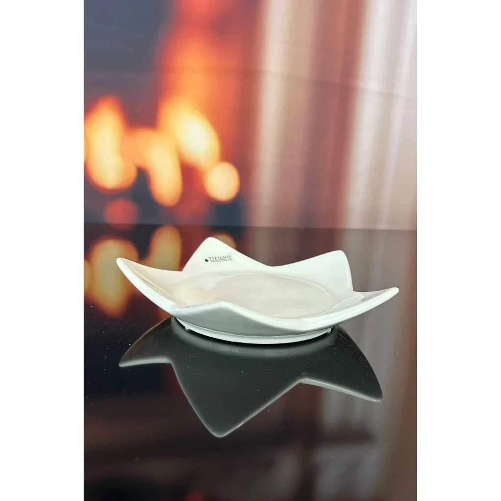 Sternschale Stella flach 19 cm creme-weiß von Tiziano weisse schale, keramikschale, flache schale, organische form, tiziano label