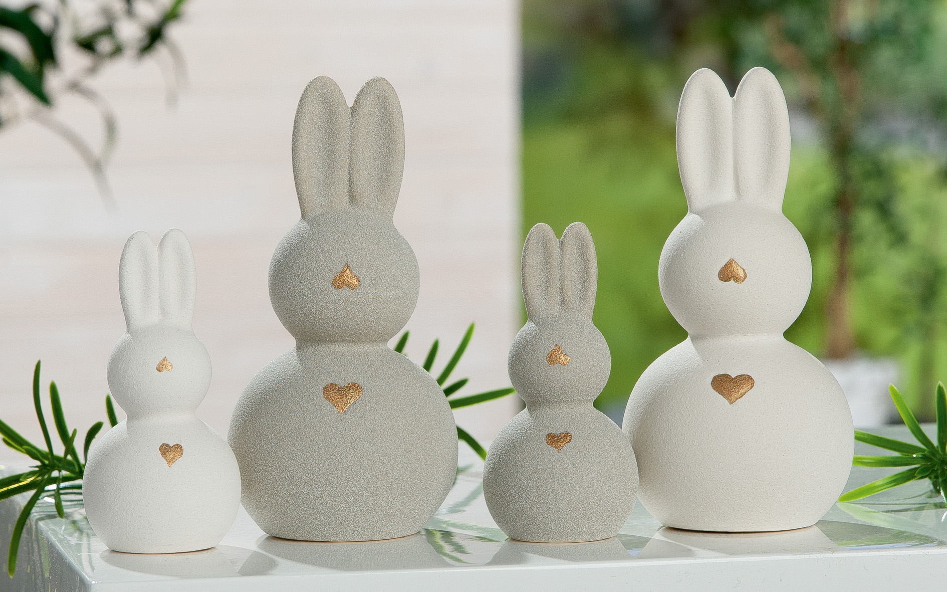 Dekofigur Hase Liebre Keramik weiß 9cm