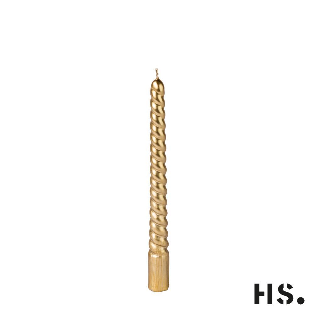 6vO-valc Dinner Candle Swirl gold 4 Stück