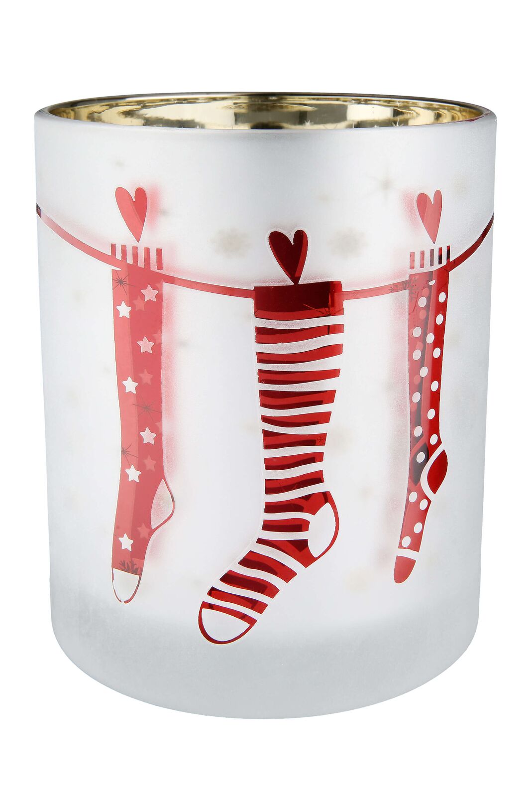 Windlicht Socken weiß 12,5cm Pokal