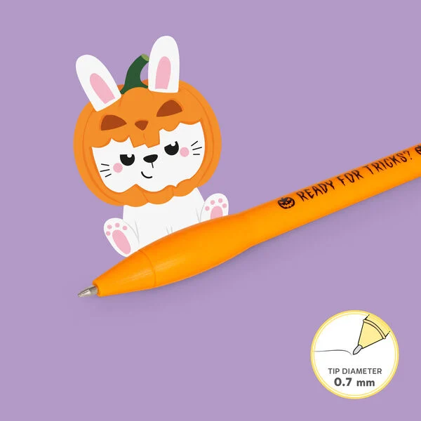 Legami Writing is Magic leuchtender Gelstift Bunny Kürbismotiv, Kugelstift, Kugelschreiber, Orangepen, Halloween