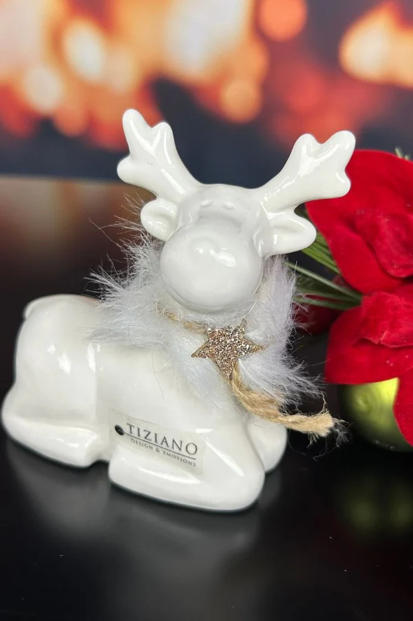 Deko Rentier Lars sitzend 8,5cm cremeweiß