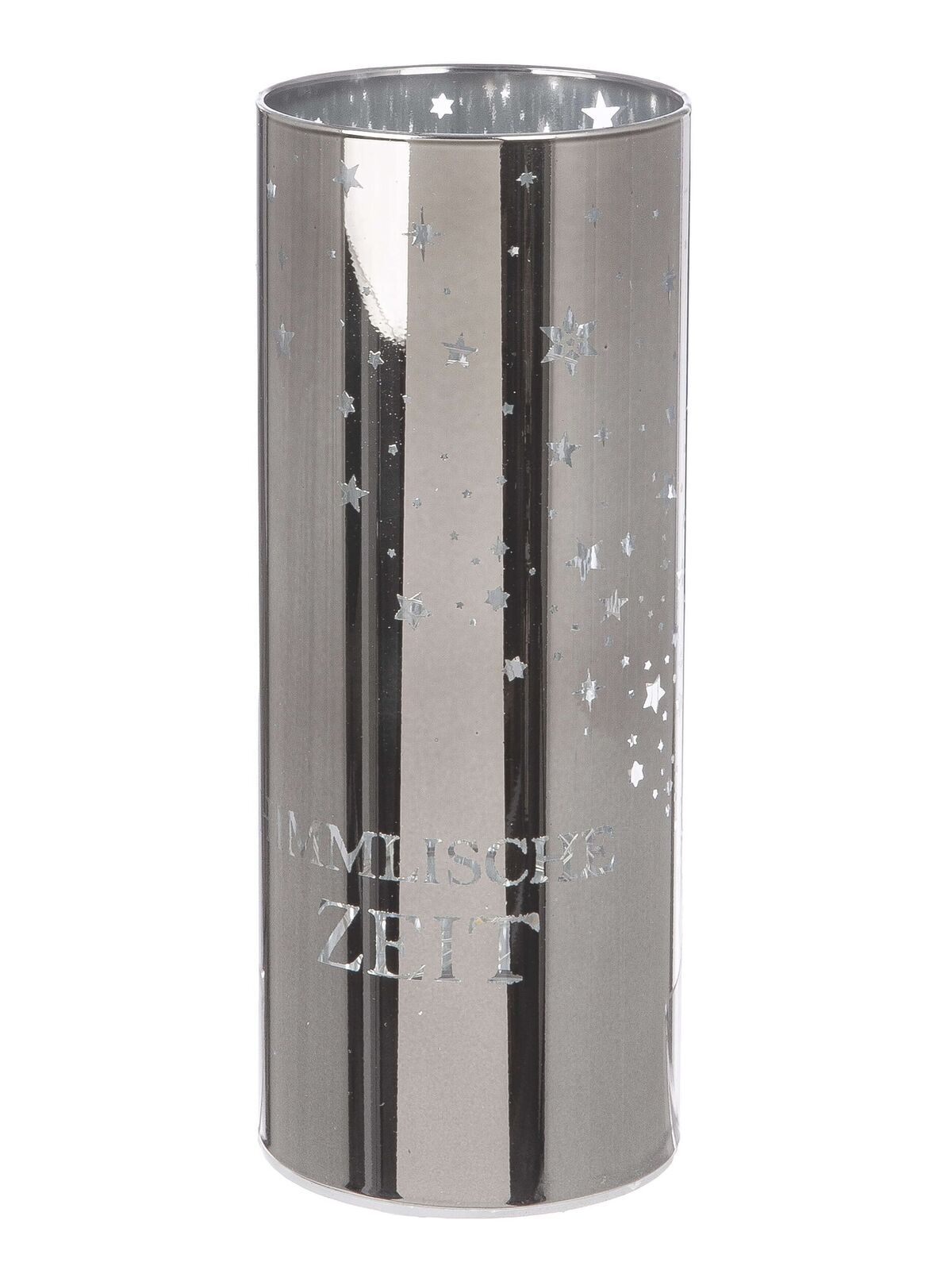 Windlicht Sternenmädchen silber LED Glas 20cm Zylinder