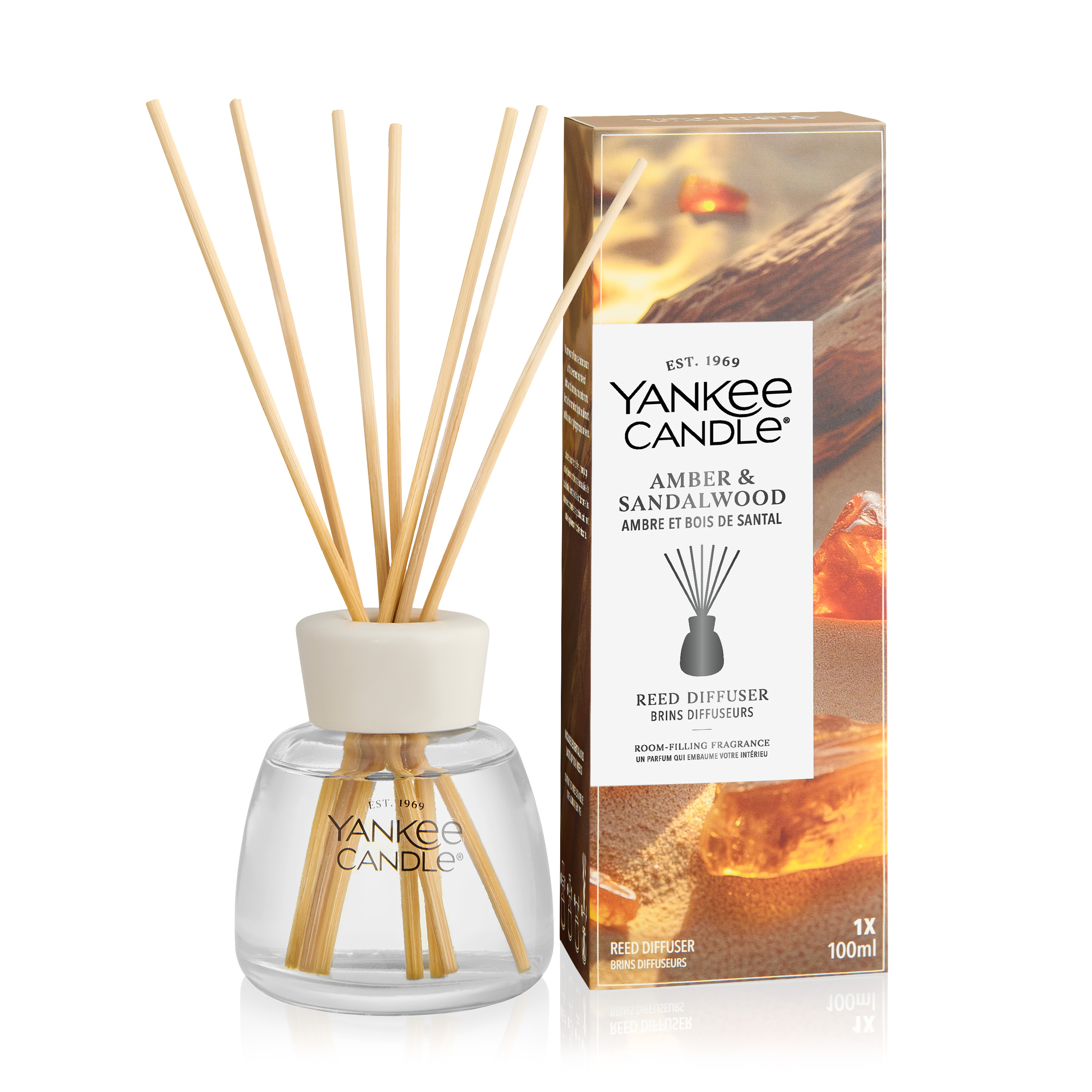 reed diffuser, amber, sanddwood, öl diffuser, 100ml