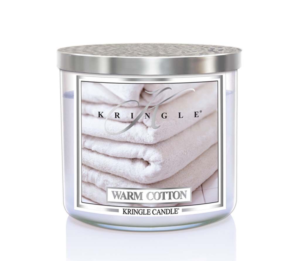 kringle_candle_warm_cotton_silver_lid_american_heritage Warm Cotton 396g Tumbler 3-Docht
