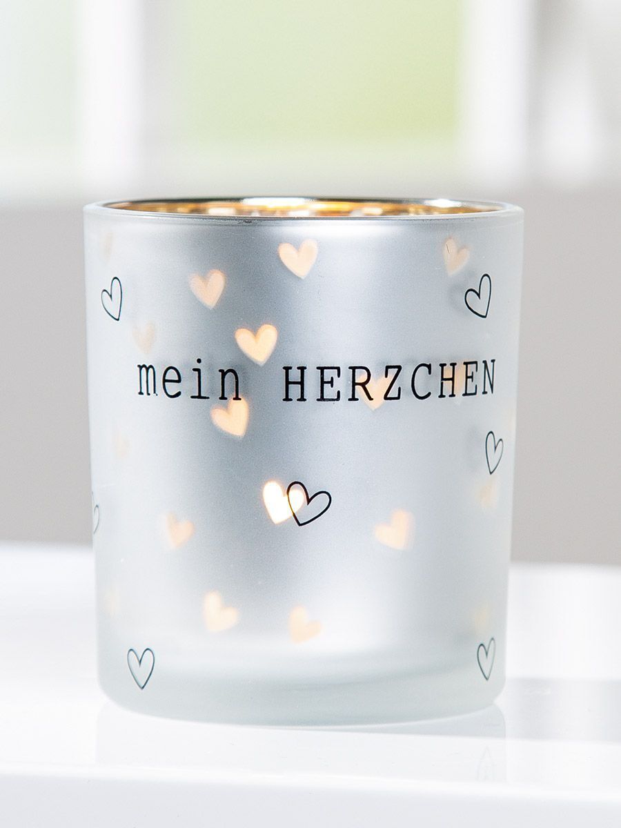 Windlicht Mein Herzchen 8cm silber