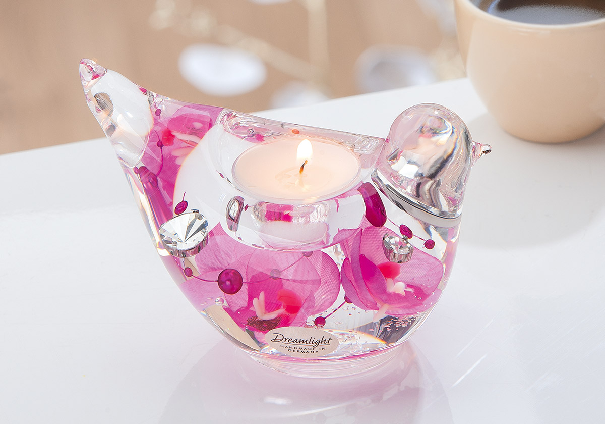Teelicht, Votivkerze, Kerzenhalter, Glas, Pink