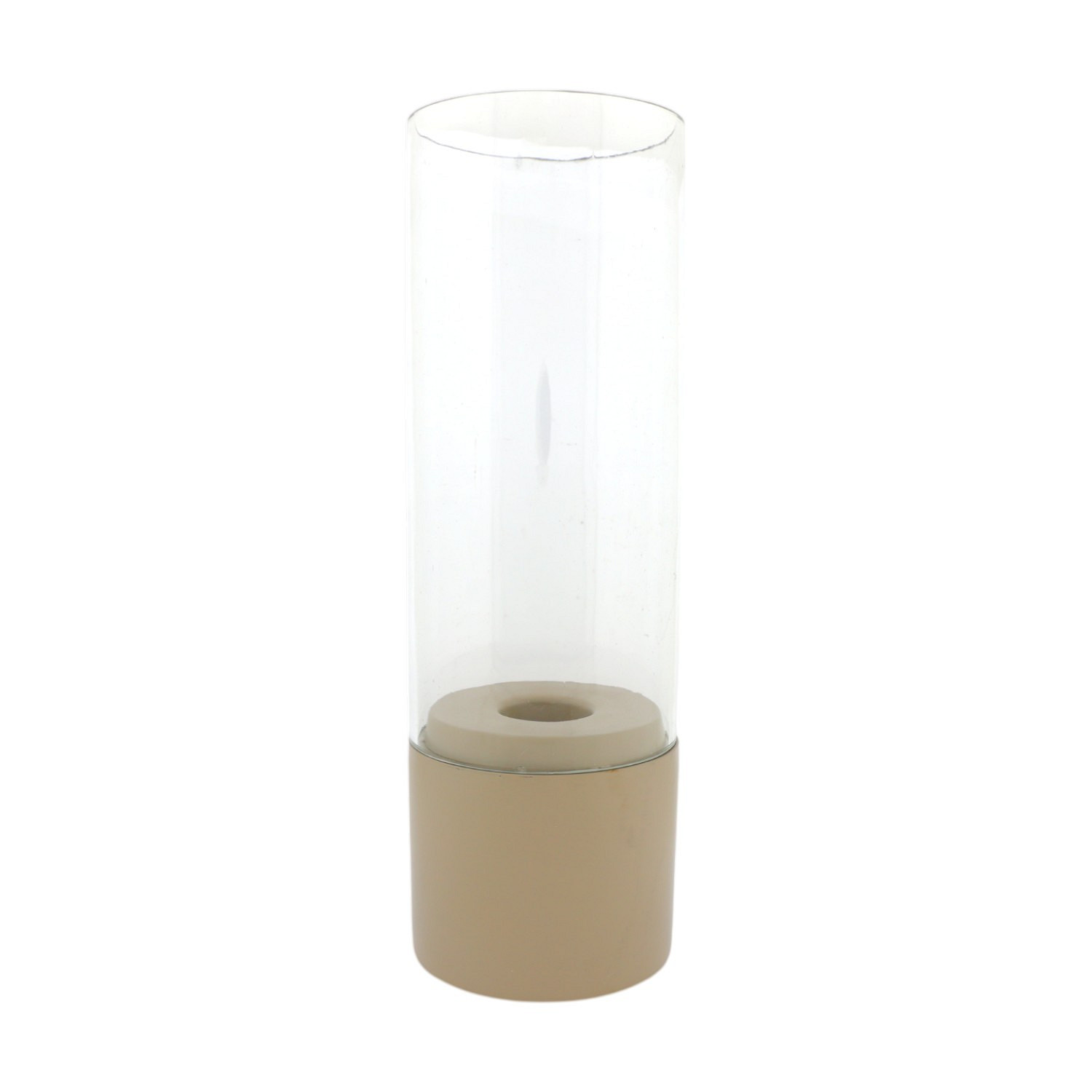 Windlicht Mindy M Taupe Vase, Transparent, Glas, Beige Basis, Zylinder