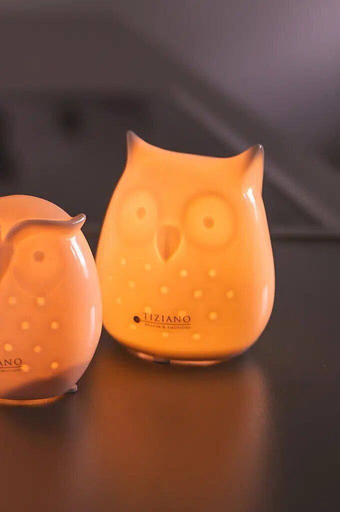 Eule Arida hoch LED 9cm cremeweiß