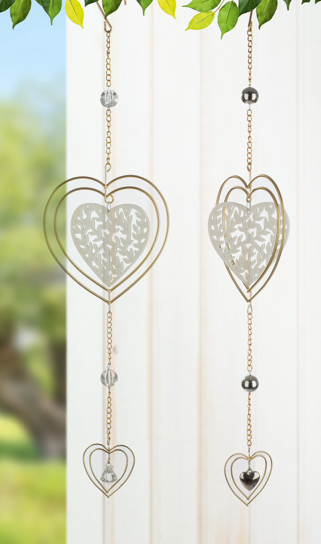 Deko Hänger Hearts 2 Stück Keramik/Metall