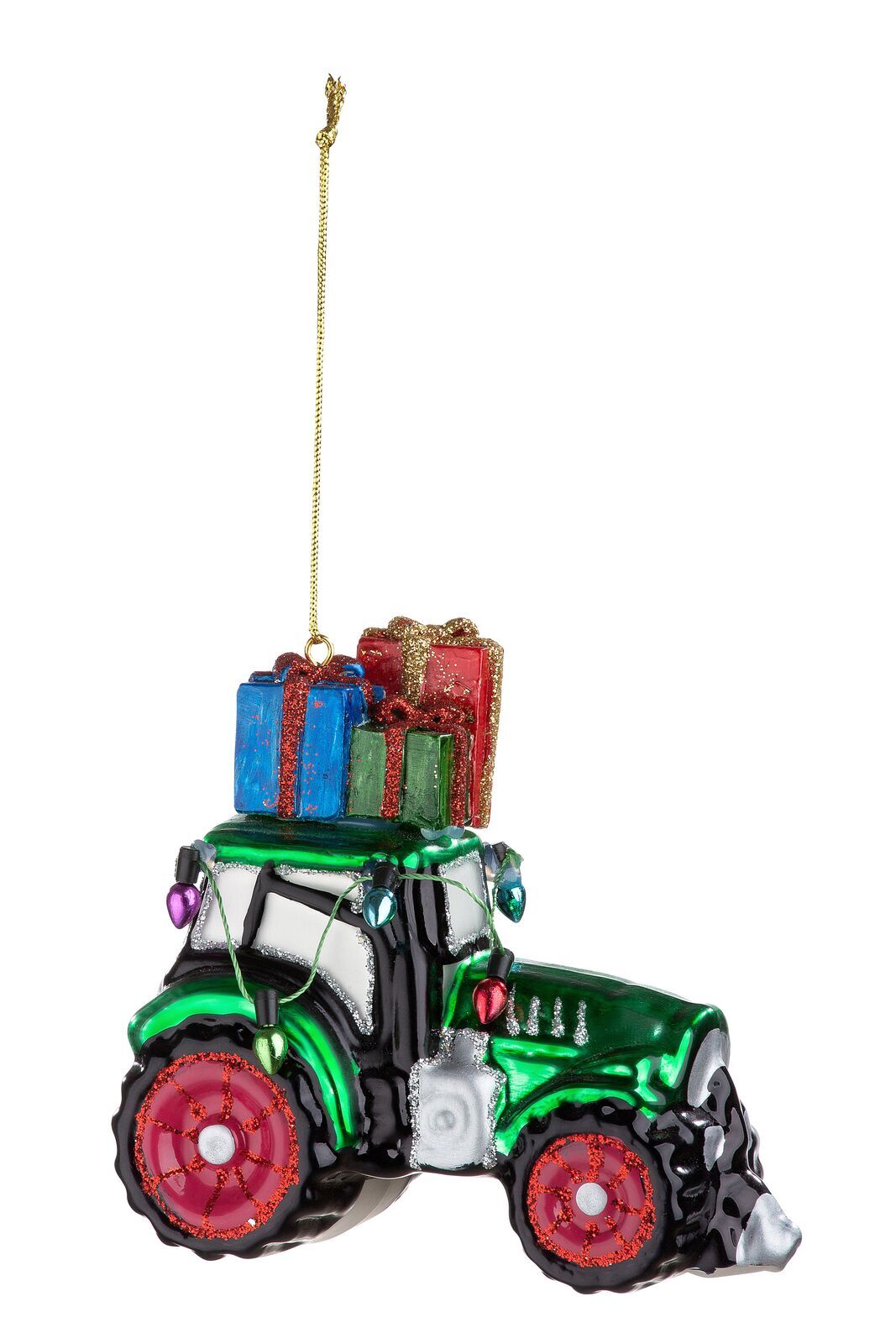 Baumschmuck Traktor mit Geschenken Glas Traktor, Transport, Fahrzeug