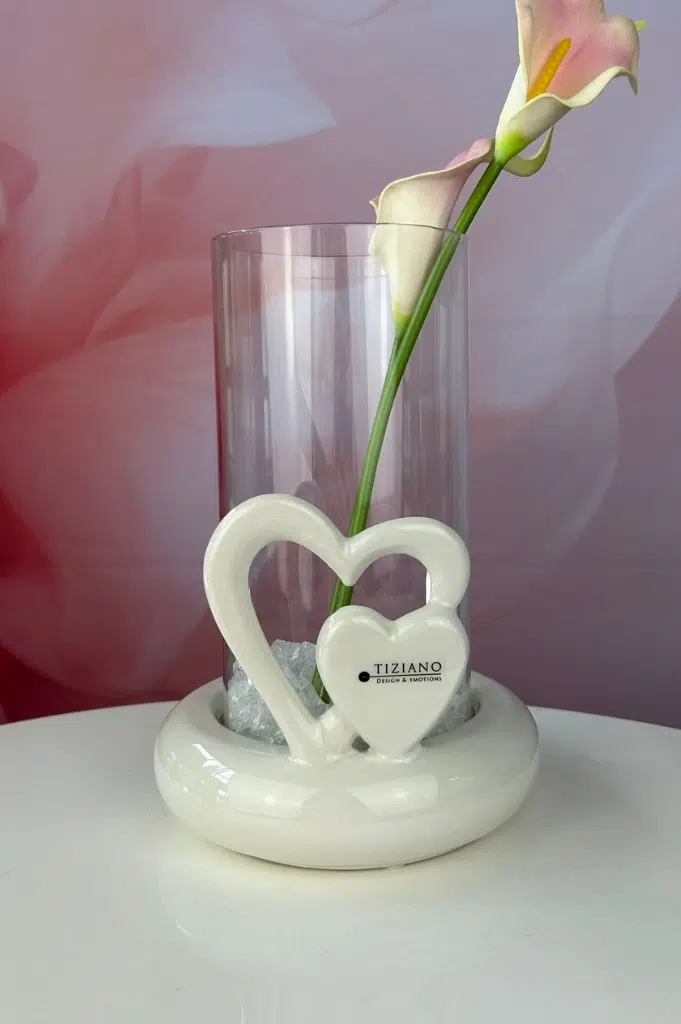 Windlicht Venezia Herz cremeweiß 17cm Windlicht Venezia Herz cremeweiß 17cm