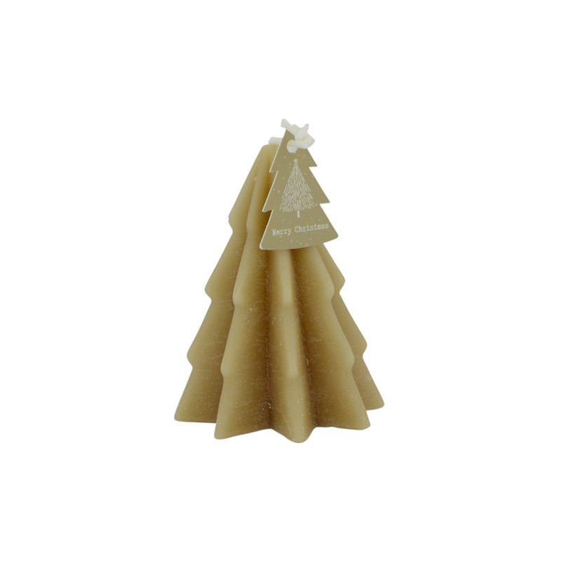 Deko Kerze Tannenbaum Lio taupe 9cm Holzige Christbaum, Baum-Dekoration, Weihnachtsdeko, Kunststoff?, Wachs-Dekoration