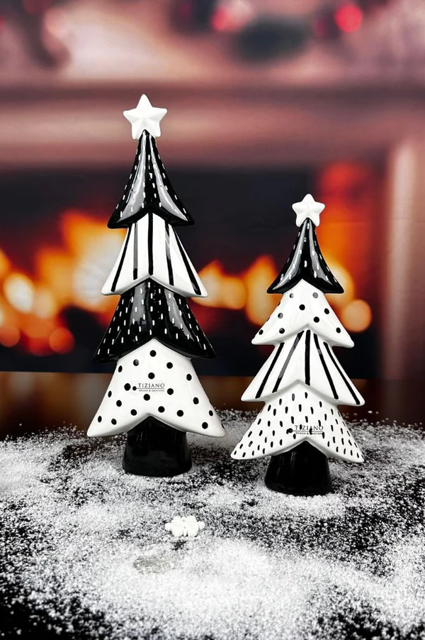 Deko Baum Medora 32cm schwarz/cremeweiß