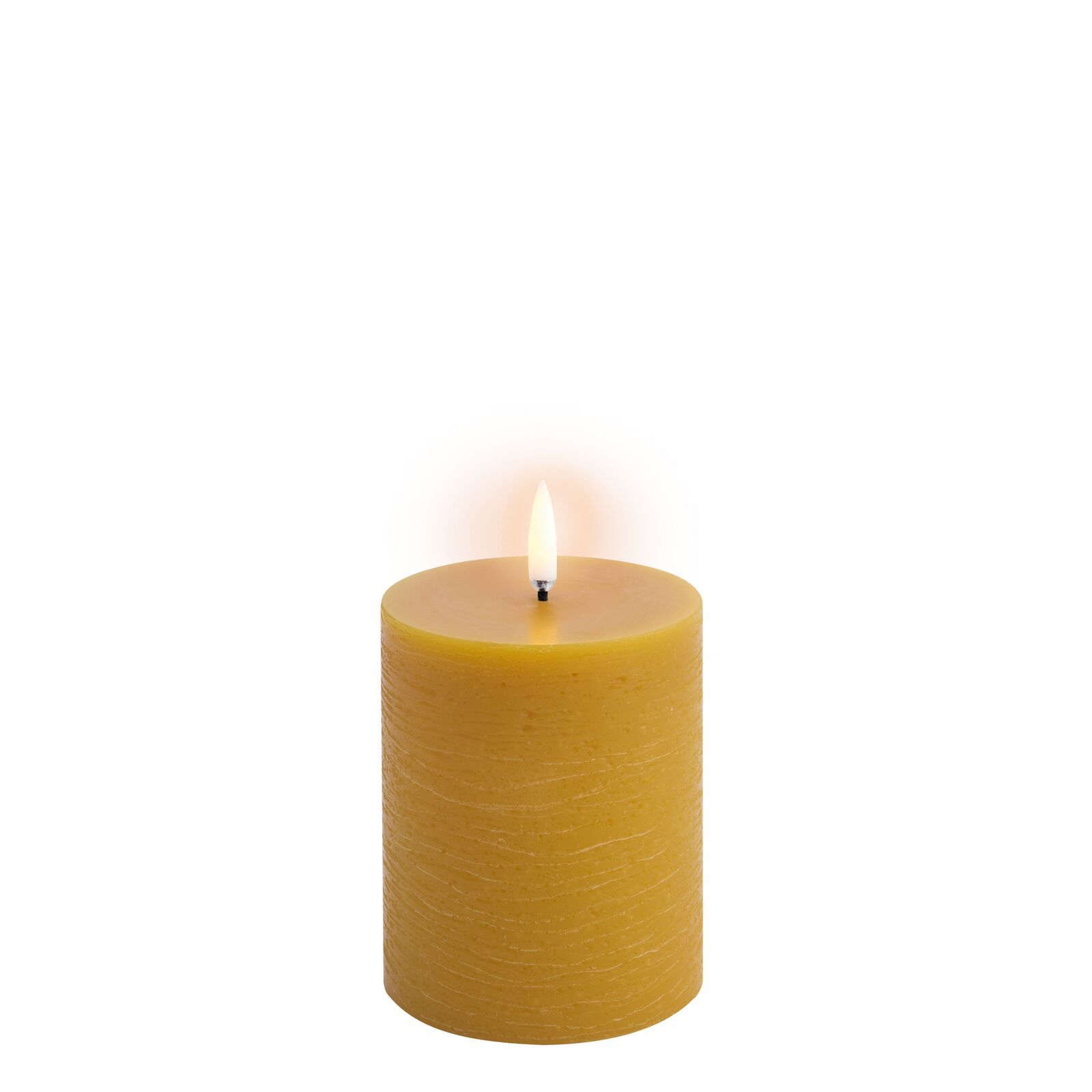 Uyuni LED Stumpenkerze 7,8x10cm rustic curry yellow