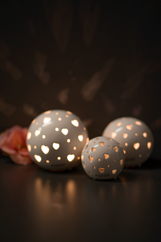 Lichtkugel Padova Herz 12cm LED creme
