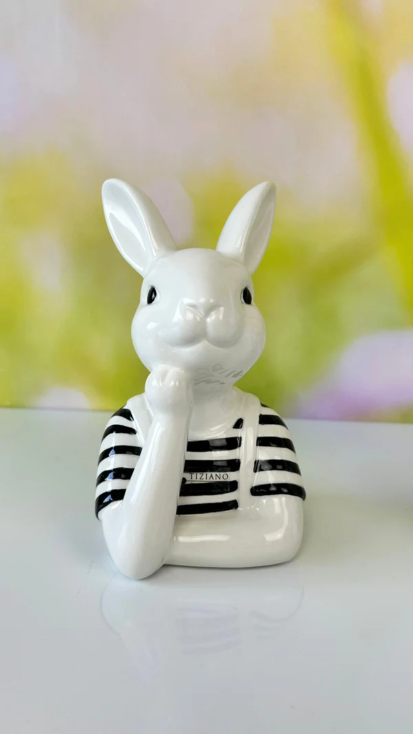 Büste Hase Enzo 24cm schwarz creme