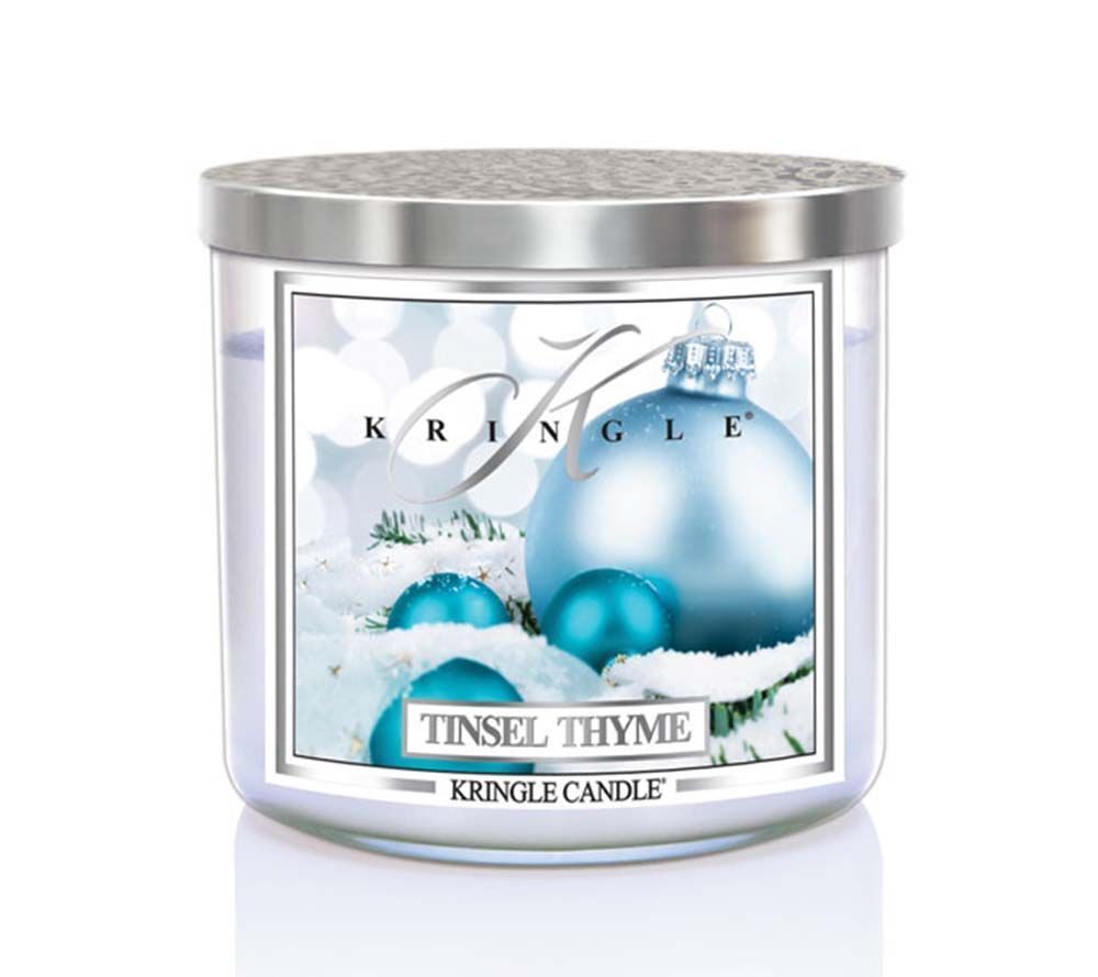 kringle_candle_tinsel_thyme_silver_lid_american_heritage Tinsel Thyme 396g Tumbler 3-Docht