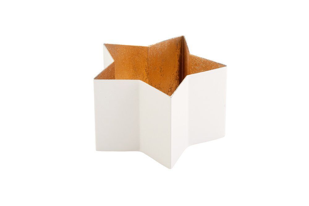 10104001 Madras Windlicht Stern M weiß/nudegold