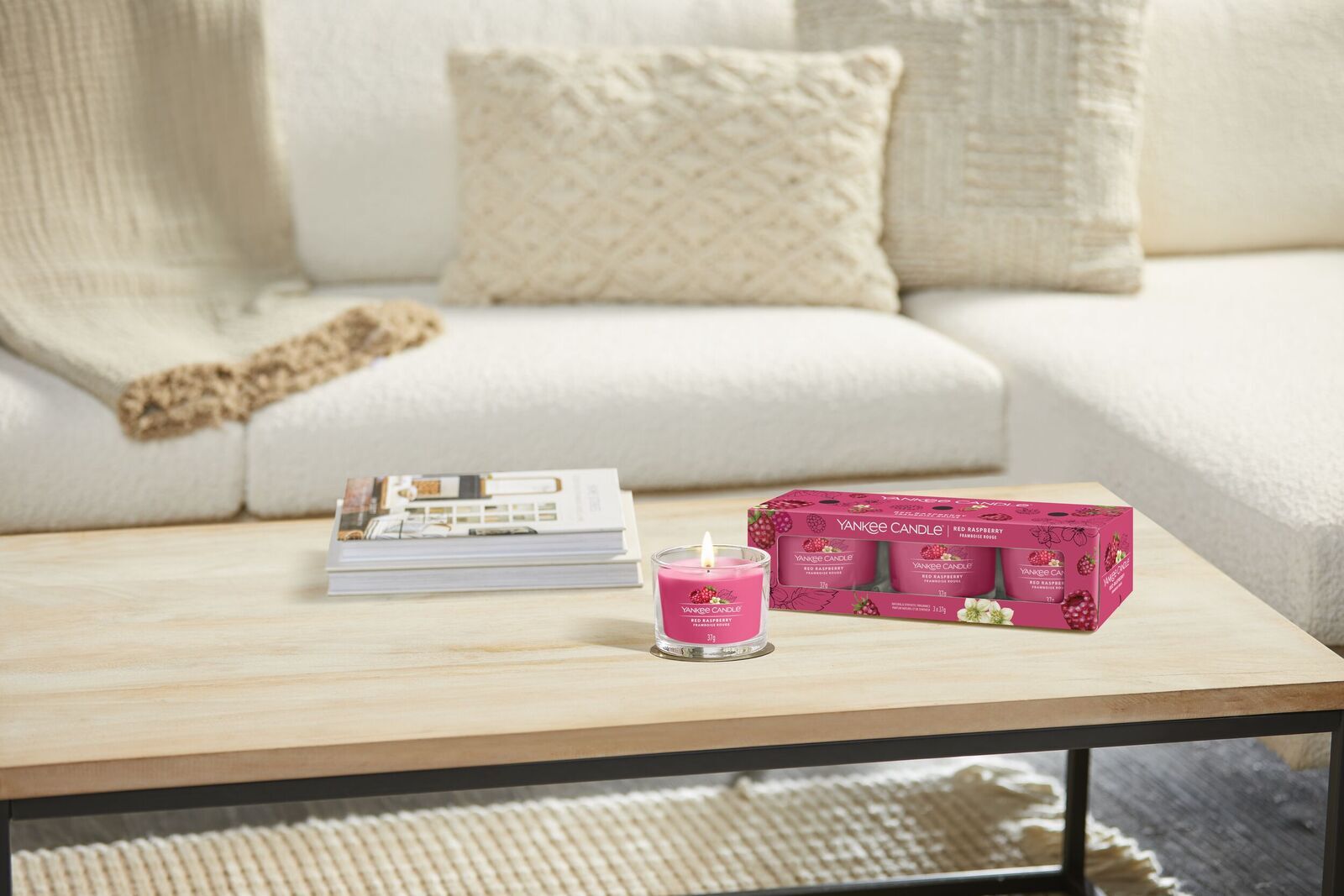 Red Raspberry 37g Glasvotivkerze 3er Pack