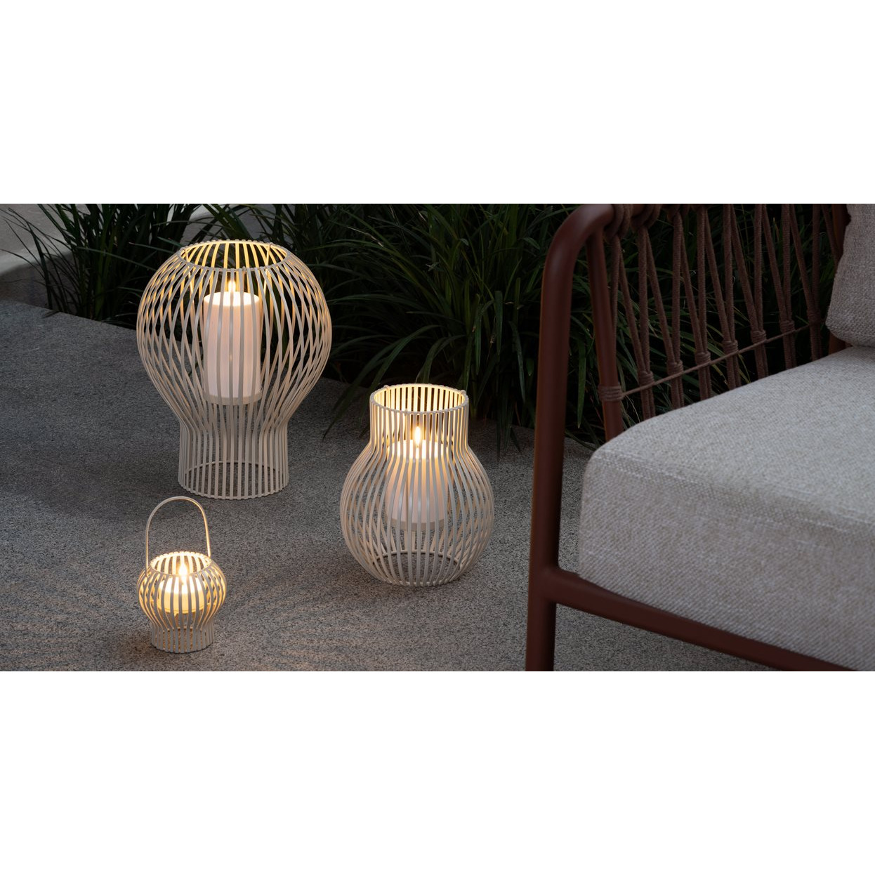 Latern, Außenleuchte, Windlicht, Rattan, Kugel