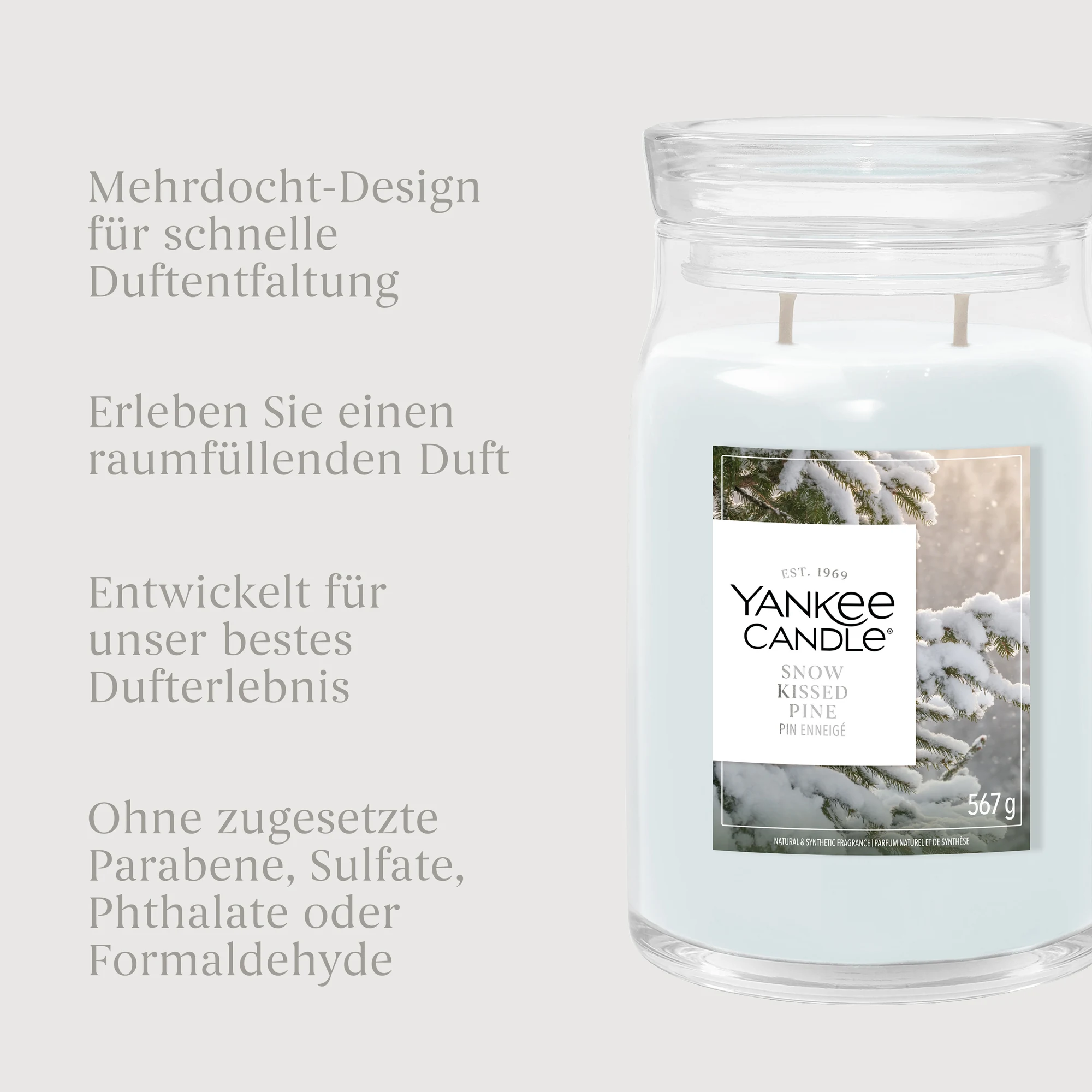 Snow Kissed Pine Signature Jar 567g 2-Docht Duftkerze, Winterduft, Snow Kissed Pine, Votivkerze, 363 g
