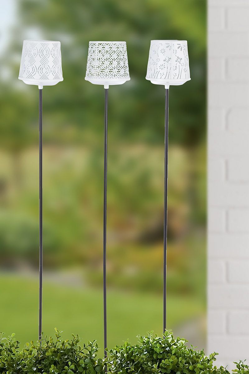 Gartenstecker mit Windlicht Malou weiß Variante 1