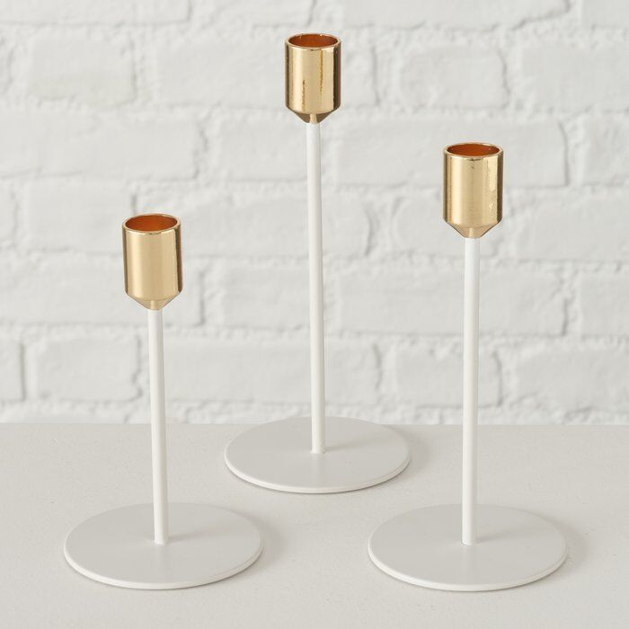 Kerzenleuchter-Set Marko weiß/gold