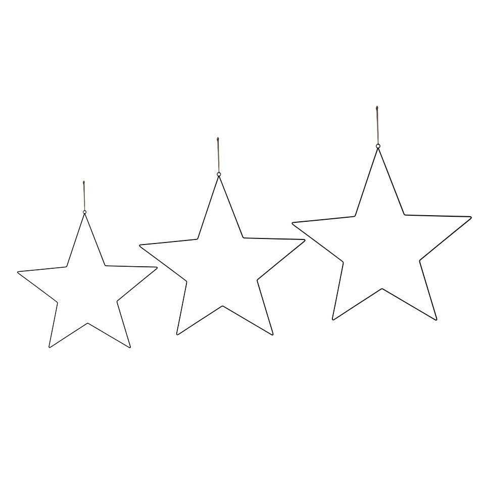 Dekosterne zum Aufhängen schwarz 3 Stück