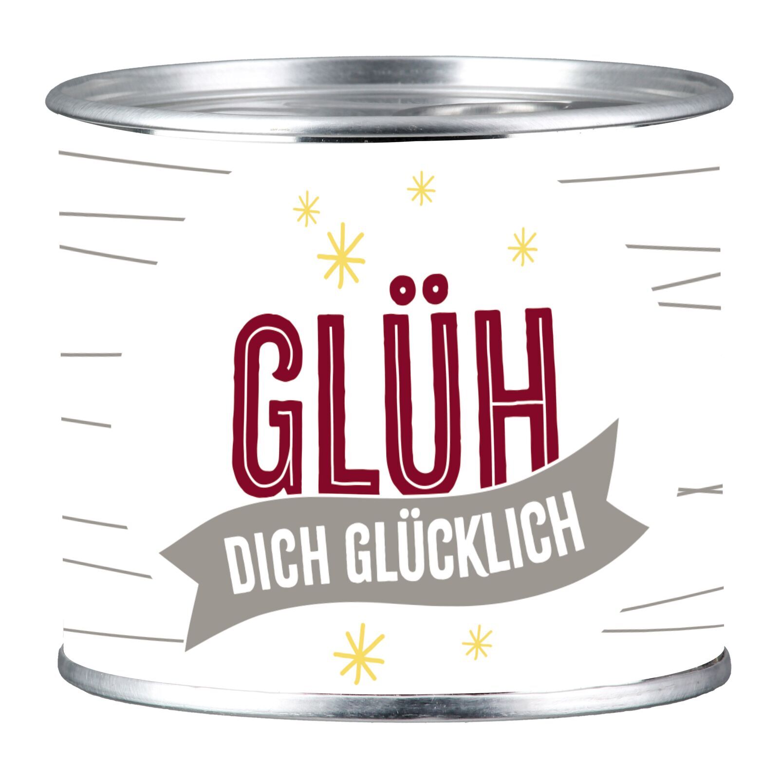 Kerzendose "Glühwein" - Glüh dich glücklich Zinn, Aluminium, Kann, Konserven, Lebensmittel