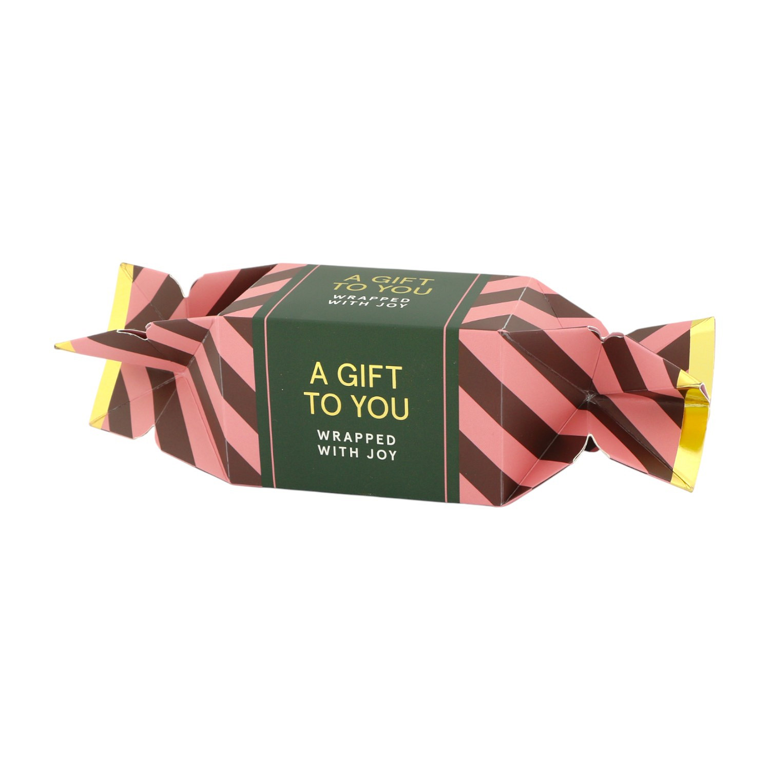 Cracker Candy Geschenkverpackung 7x11cm Geschenk, Verpackung, Süßigkeit, Rosa Streifen, Grüne Band