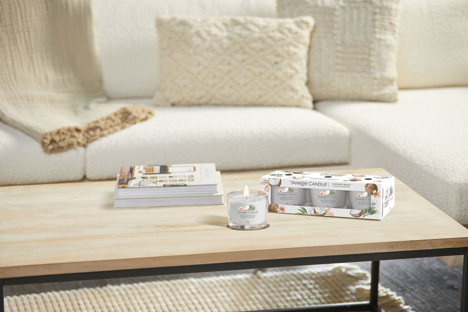 Coconut Beach 37g Glasvotivkerze 3er Pack