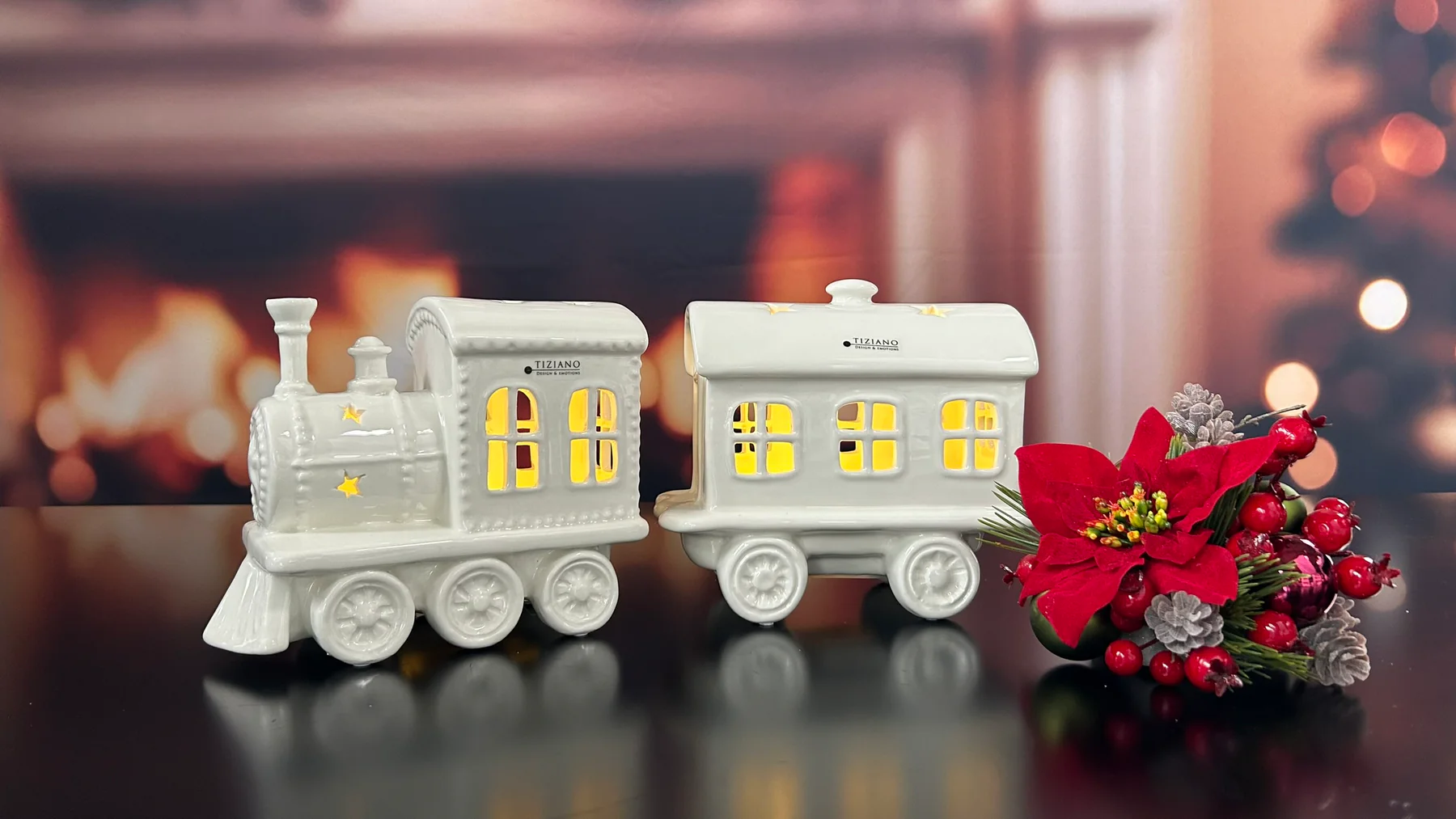 Deko Zug „Anton“ mit LED 40cm – Keramik Weihnachtszug ✨