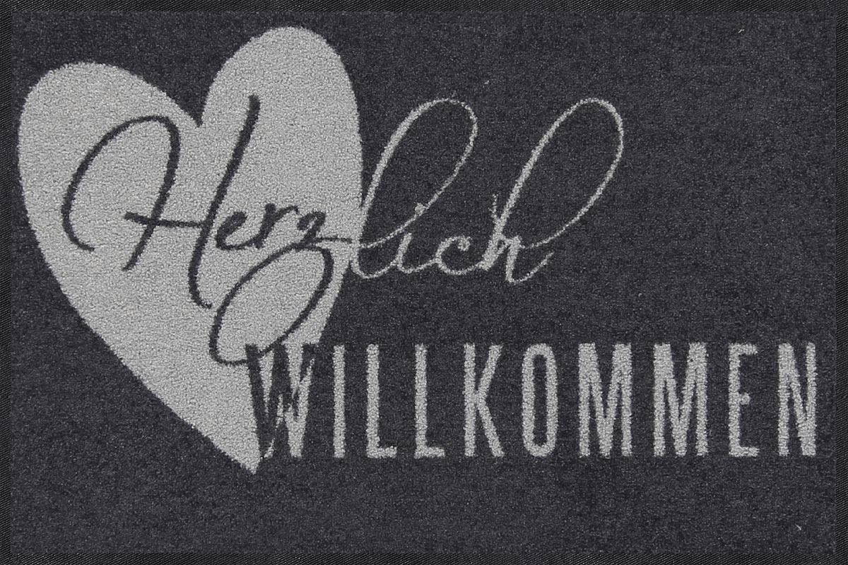 Wohnmatte Herzlich Grau