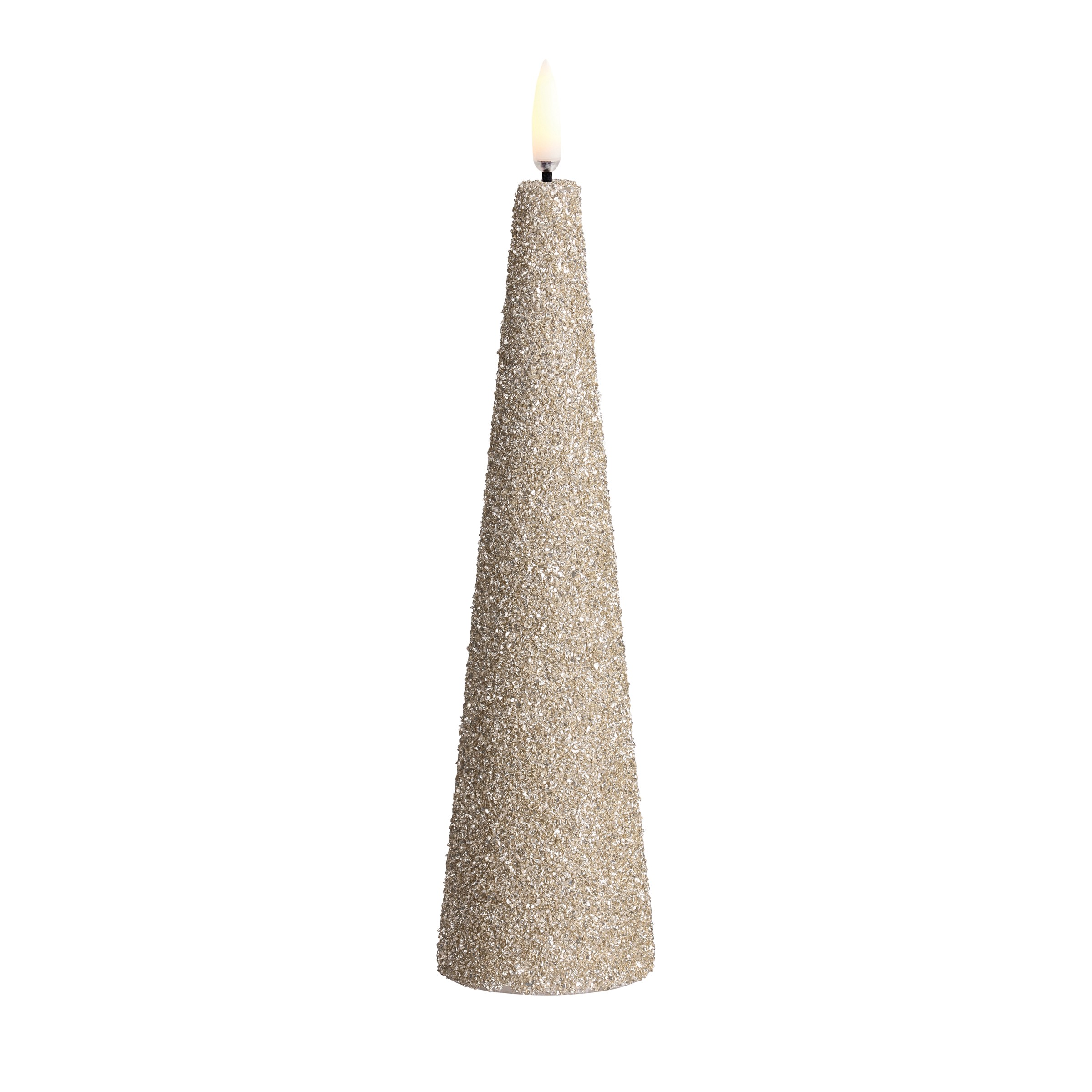 Uyuni LED Cone Candle 21,5 cm Champagne Glitter