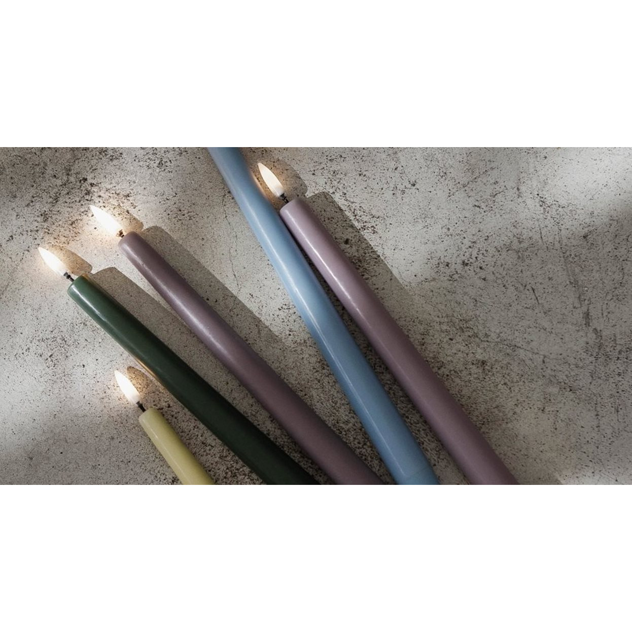Piffany LED Spitzkerzen Soft-fit Cap 2er Set 2,3x32cm Nordic White Kerzen, Stumpenkerzen, Pastellfarben, Pastellfarben?, Mehrfarbig