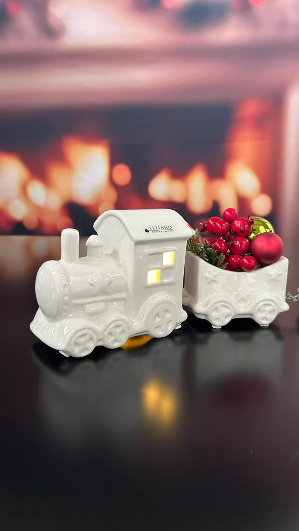 Deko Zug Lukas 2tlg LED cremeweiß