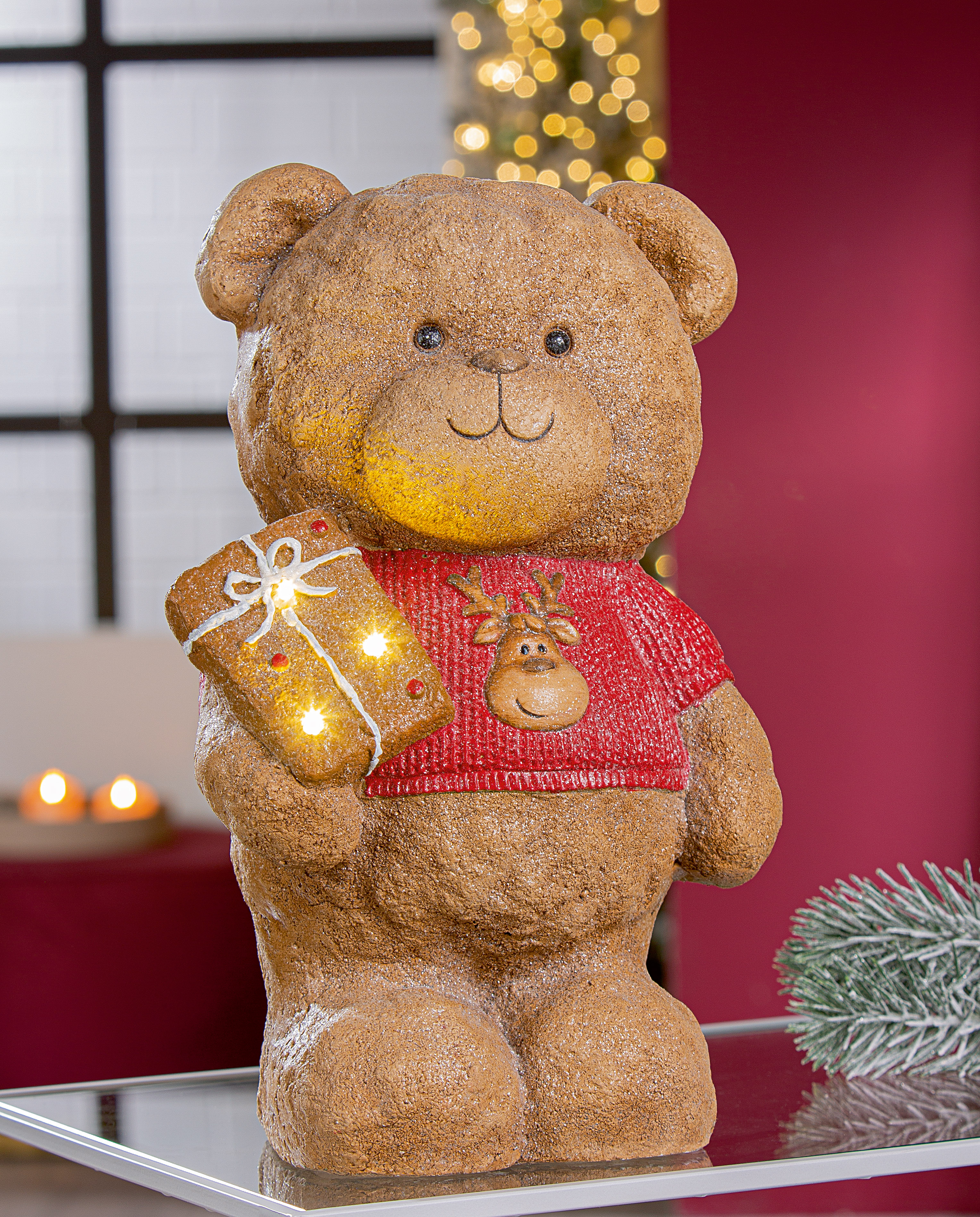 Teddybär, Weihnachtsdeko, Ern Ornament, Geschenk, rote Pullover