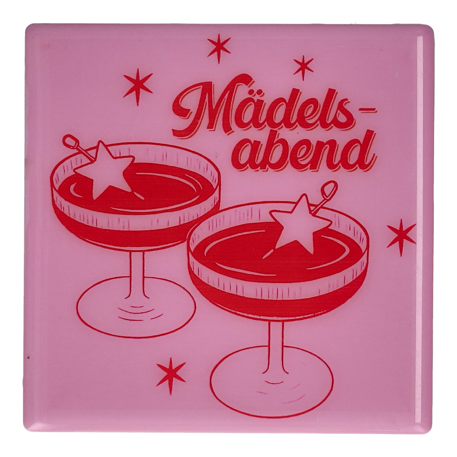 Love Tiles Untersetzer Motiv Mädelsabend rosa 11x0,6x11cm pink, Getränkegläser, Abend, Retro, Party