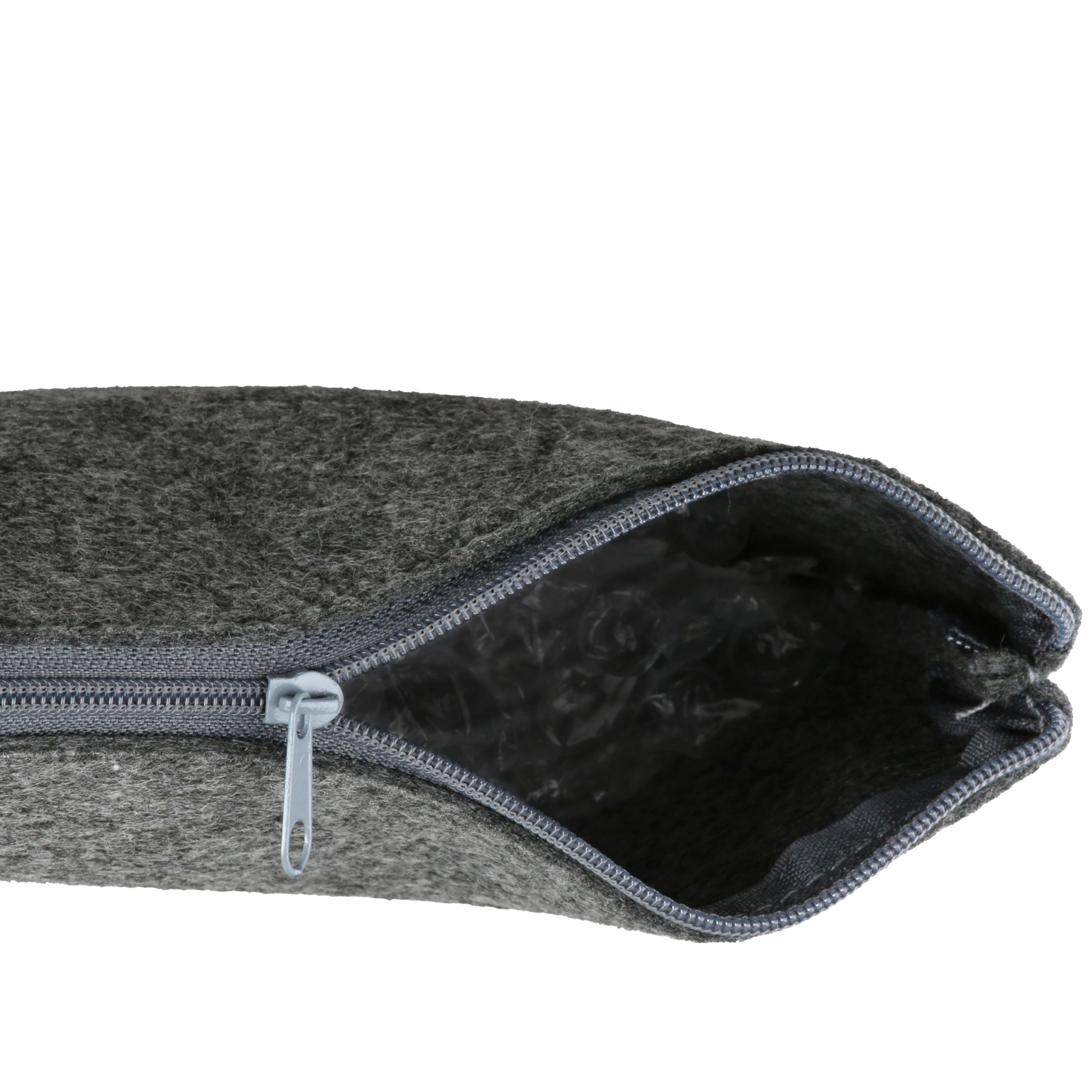 Täschchen Frieda 20cm Hülle, Kissenhülle, Fleece, Reißverschluss, Grau