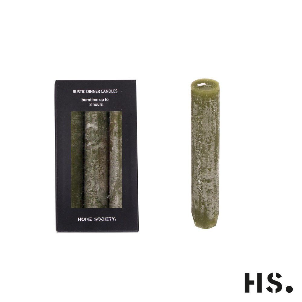 Rustic Dinner Candle S grün 6 Stück