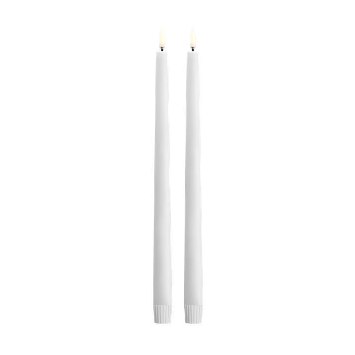 Piffany LED Spitzkerzen Soft-fit Cap 2er Set 2,3x32cm Nordic White Kerze, Teelicht, Doppelkerze, Langkerze, Weiße Kerze