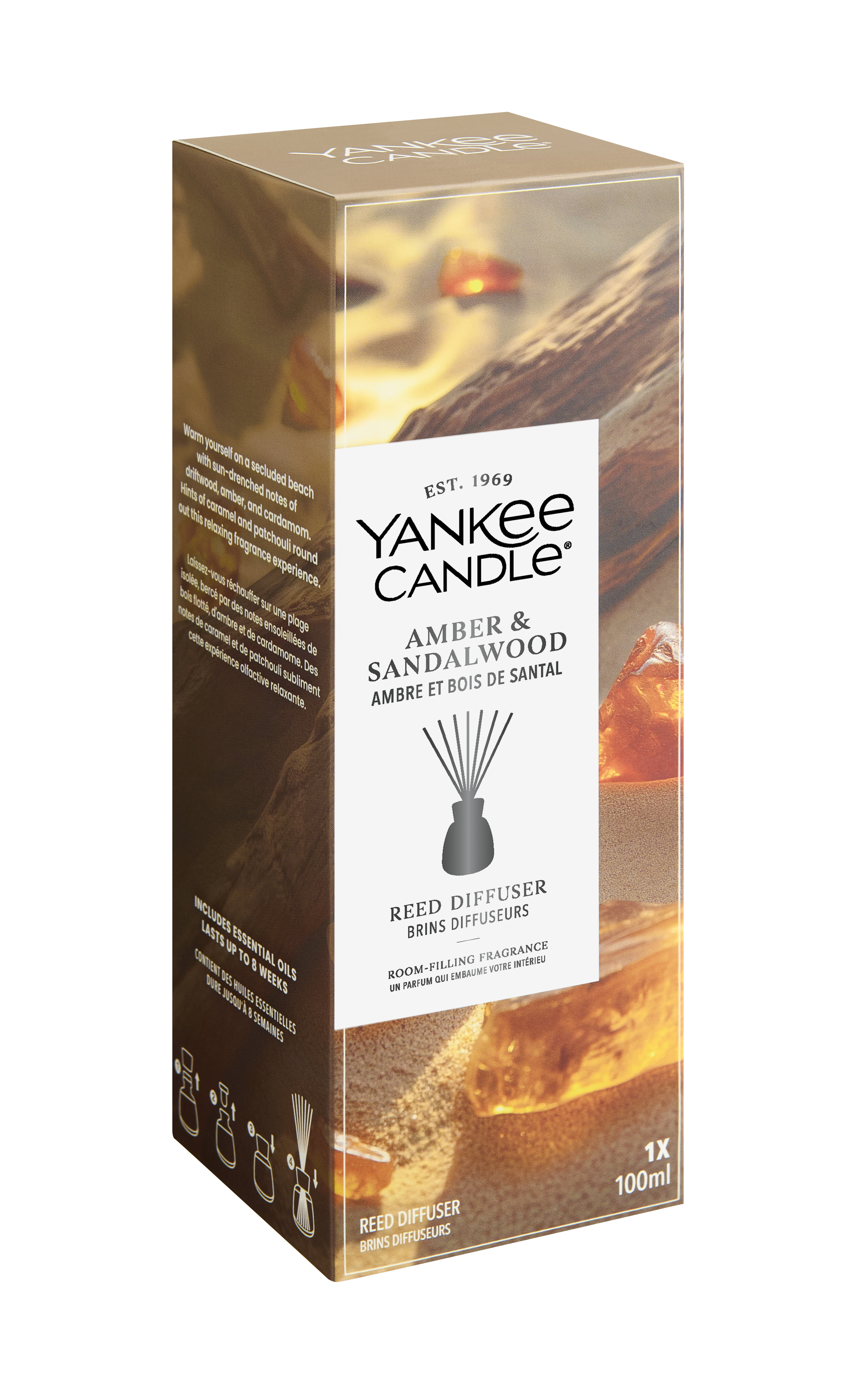 Amber & Sandalwood Signature Reed Diffuser 100ml Wachsduft, Kandellicht, Zerstäubung, Ambra, Sandwood