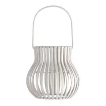 Lantelampe, Metalllaterne, Silber, Rundform, Grillkonstruktion