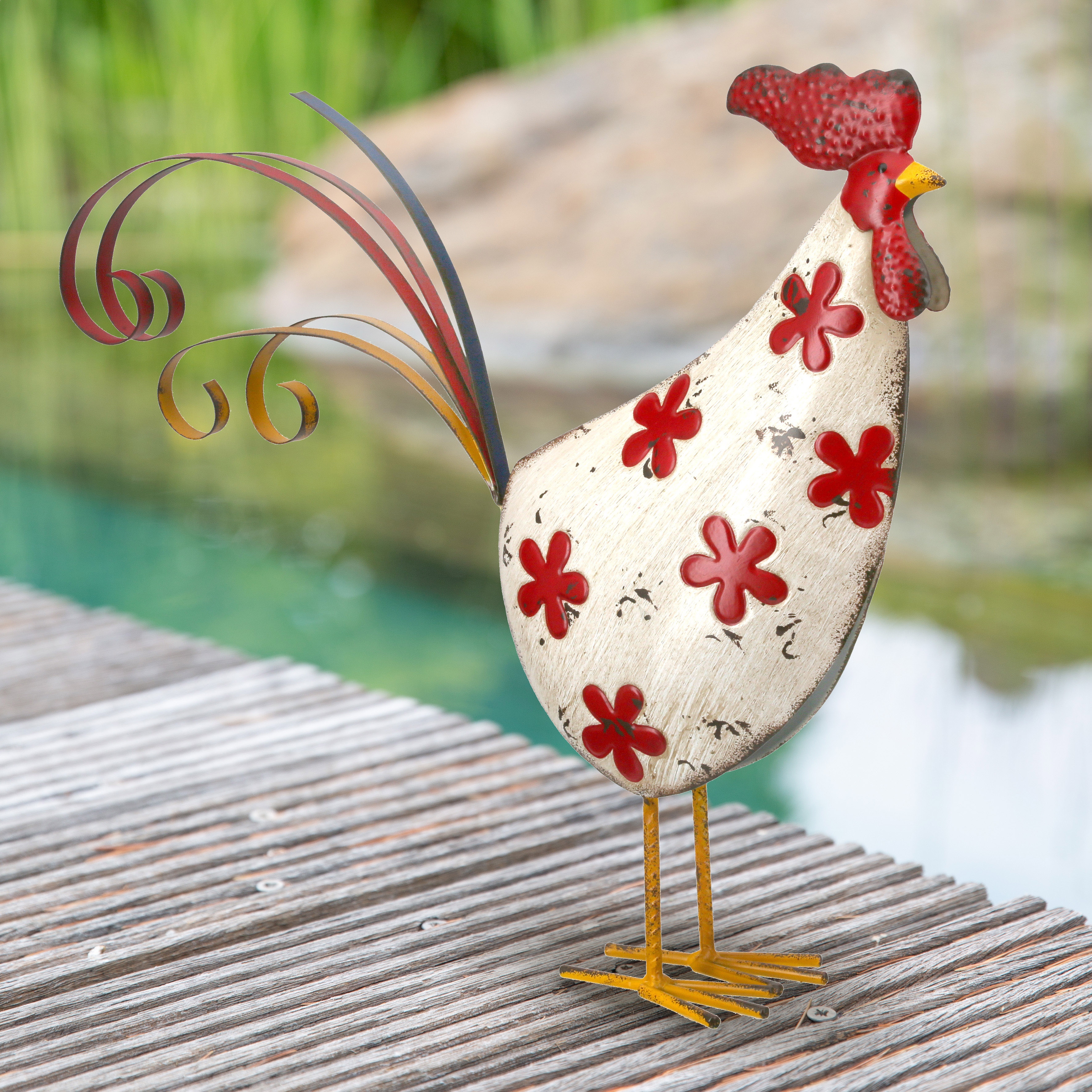 Dekofigur Hahn Ferdinand creme 37cm Metall Dekofigur Hahn Ferdinand creme 37cm Metall