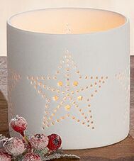 Windlicht Weihnachten Keramik weiß 7cm Variante 3