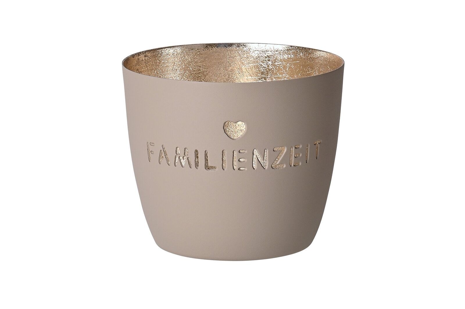 Madras Windlicht M Familienzeit sandstone/gold
